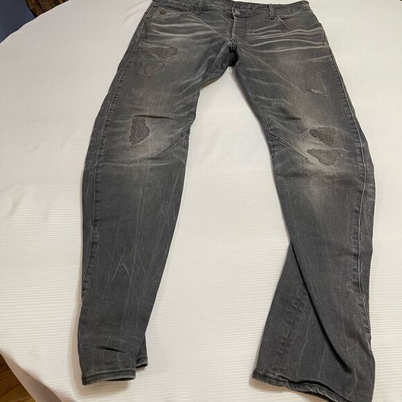 G Star Raw Arc 3D Slim Grey Whiskered Denim Jeans Size 34 X 31 - Picture 1 of 10